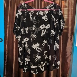 Sheer bow print tunic